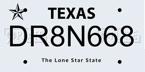 DR8N668 Texas License Plate