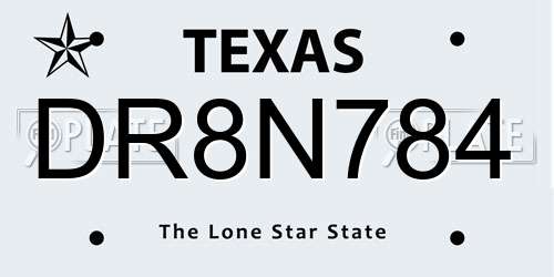 DR8N784 Texas License Plate