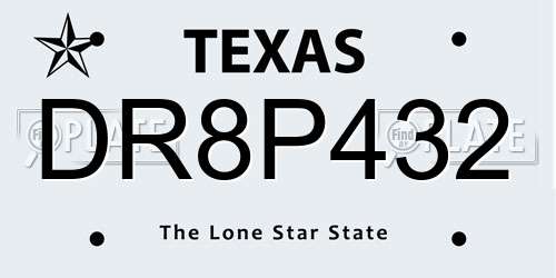 DR8P432 Texas License Plate