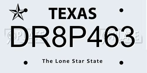 DR8P463 Texas License Plate