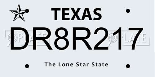 DR8R217 Texas License Plate