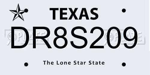 DR8S209 Texas License Plate