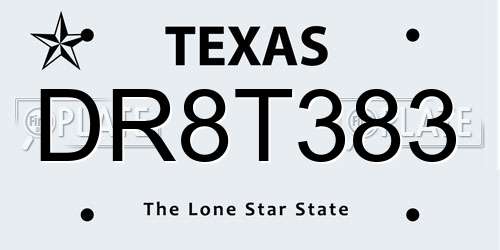DR8T383 Texas License Plate