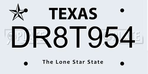 DR8T954 Texas License Plate