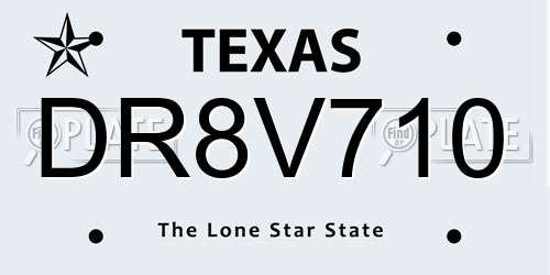 DR8V710 Texas License Plate