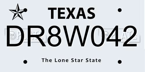 DR8W042 Texas License Plate