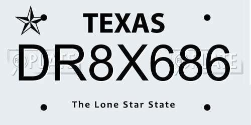 DR8X686 Texas License Plate