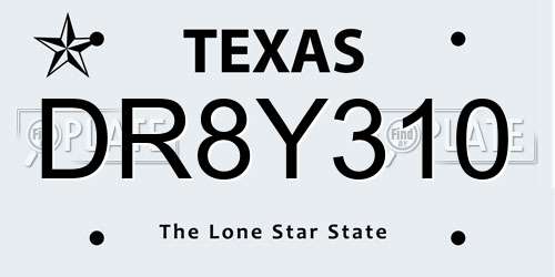 DR8Y310 Texas License Plate