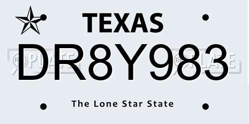 DR8Y983 Texas License Plate