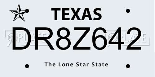 DR8Z642 Texas License Plate