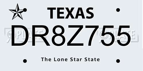 DR8Z755 Texas License Plate