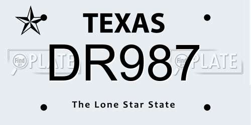 DR987 Texas License Plate
