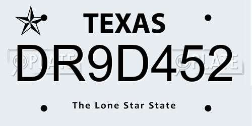 DR9D452 Texas License Plate