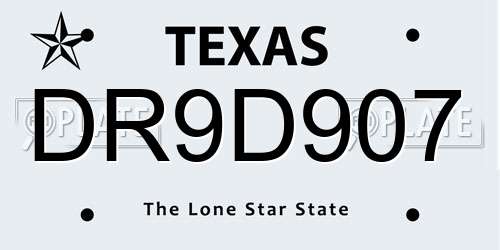 DR9D907 Texas License Plate