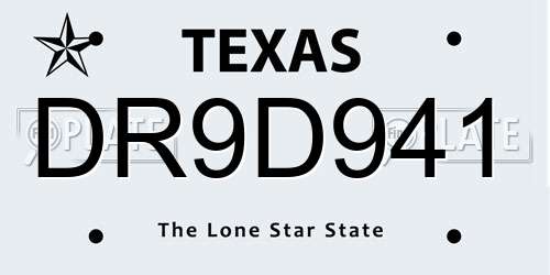 DR9D941 Texas License Plate