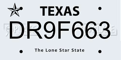 DR9F663 Texas License Plate