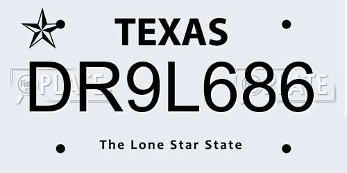 DR9L686 Texas License Plate