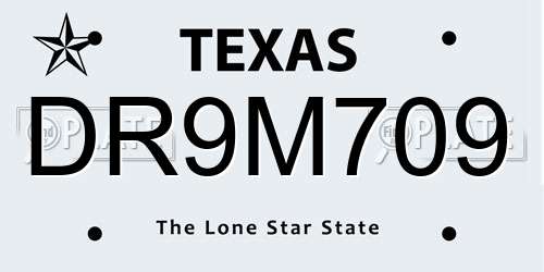 DR9M709 Texas License Plate