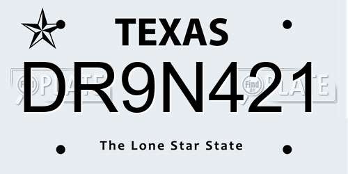 DR9N421 Texas License Plate