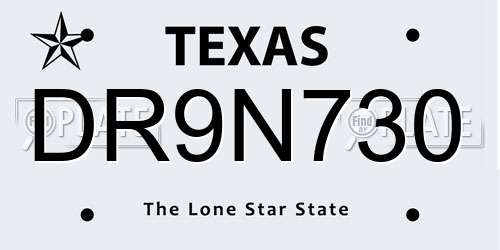 DR9N730 Texas License Plate