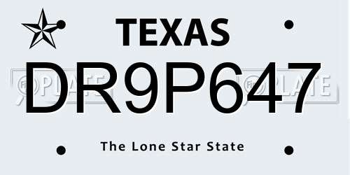 DR9P647 Texas License Plate