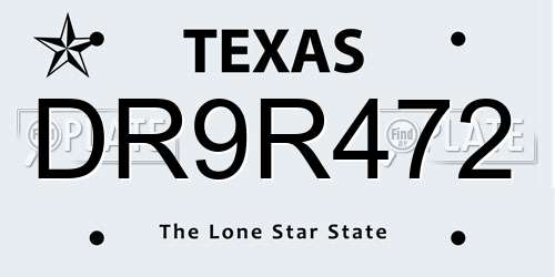 DR9R472 Texas License Plate