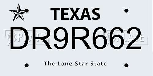 DR9R662 Texas License Plate