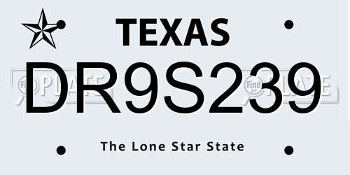 DR9S239 Texas License Plate