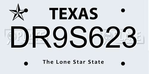 DR9S623 Texas License Plate