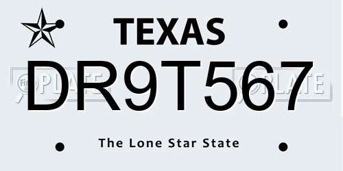 DR9T567 Texas License Plate