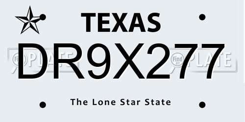 DR9X277 Texas License Plate