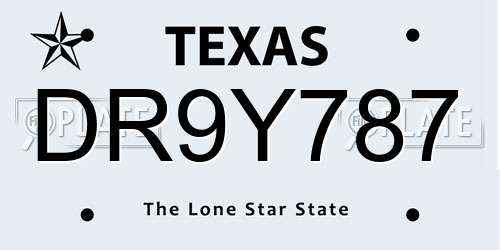 DR9Y787 Texas License Plate