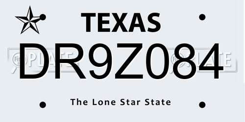 DR9Z084 Texas License Plate