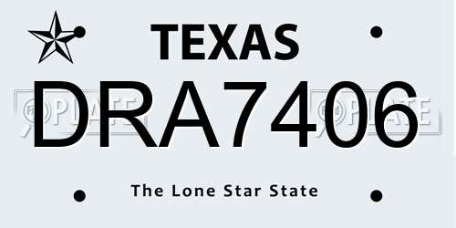 DRA7406 Texas License Plate