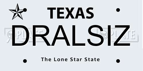 DRALSIZ Texas License Plate