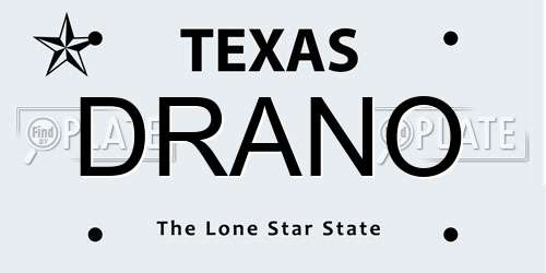 DRANO Texas License Plate