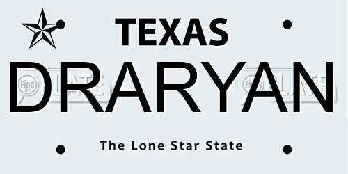 DRARYAN Texas License Plate