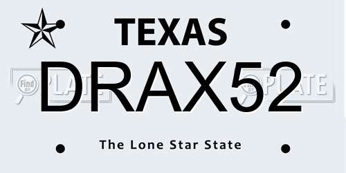 DRAX52 Texas License Plate