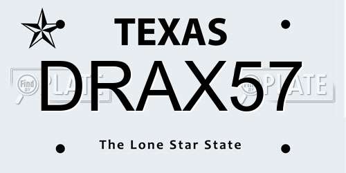 DRAX57 Texas License Plate