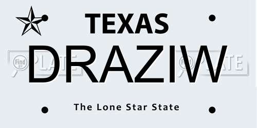 DRAZIW Texas License Plate