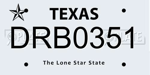 DRB0351 Texas License Plate