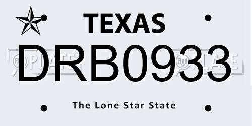 DRB0933 Texas License Plate