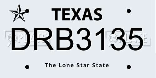 DRB3135 Texas License Plate