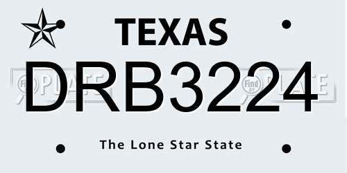 DRB3224 Texas License Plate