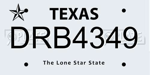 DRB4349 Texas License Plate