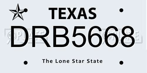 DRB5668 Texas License Plate