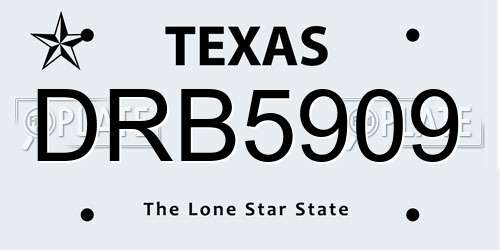 DRB5909 Texas License Plate