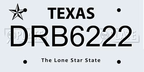 DRB6222 Texas License Plate