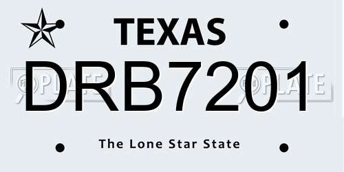 DRB7201 Texas License Plate