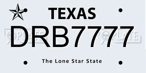 DRB7777 Texas License Plate